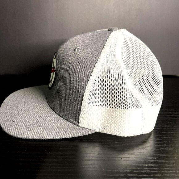 The Pizza Factory Trucker Hat By Richardson Style 511 Gray & White Mesh Snapback - Picture 7 of 8